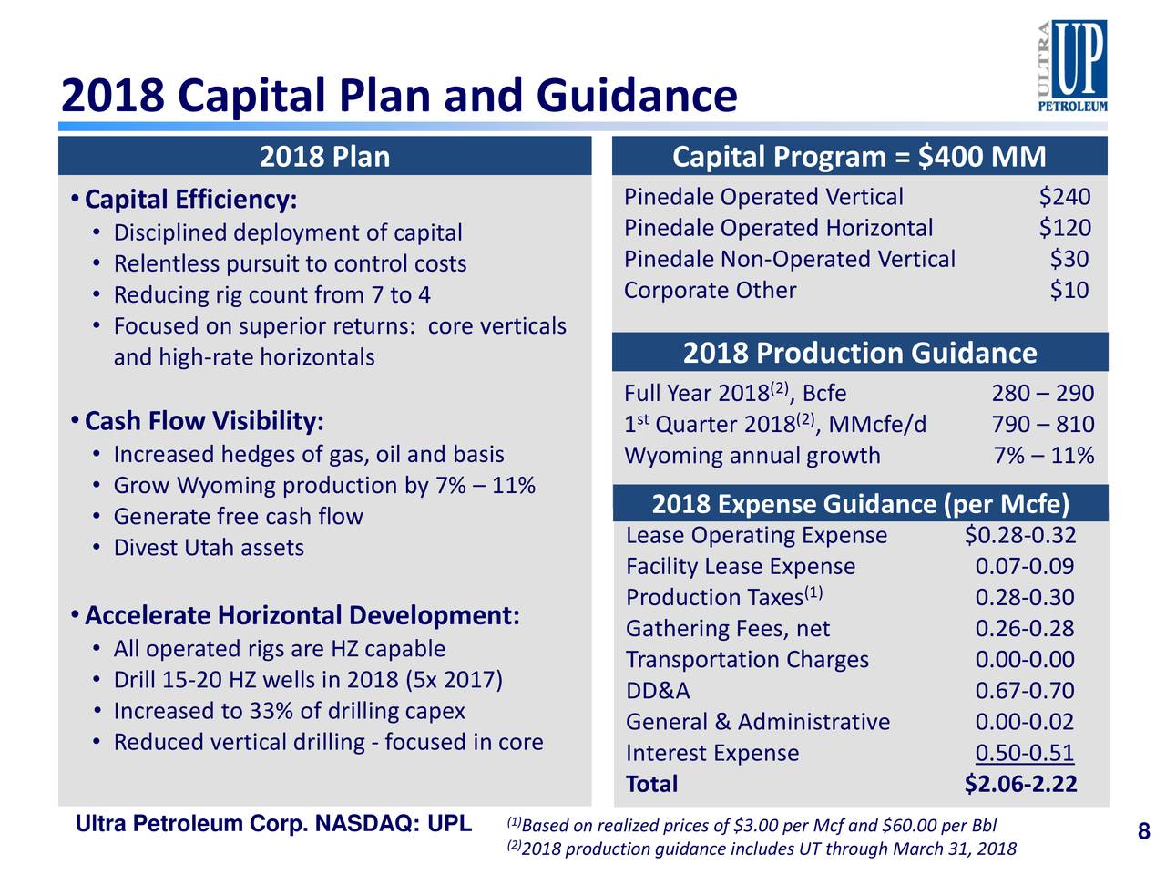 2018 Capital Plan and Guidance