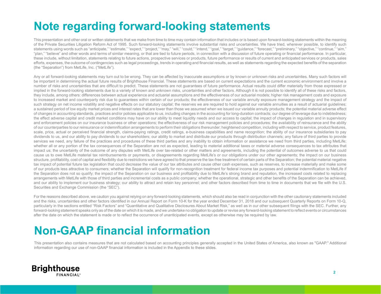 Brighthouse Financial, Inc. 2019 Q2 Results Earnings Call Slides