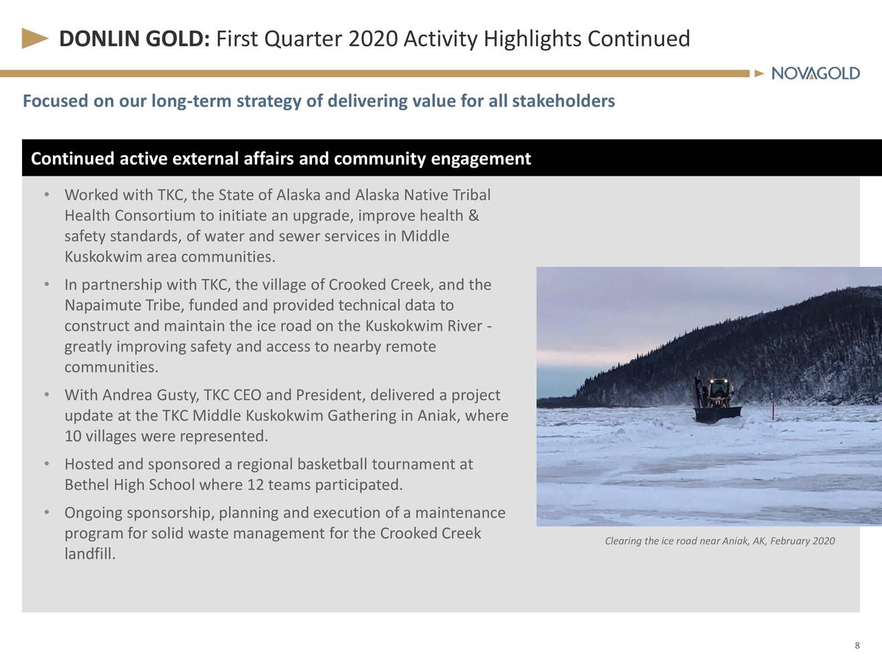 DONLIN GOLD: First Quarter 2020 Activity Highlights Continued